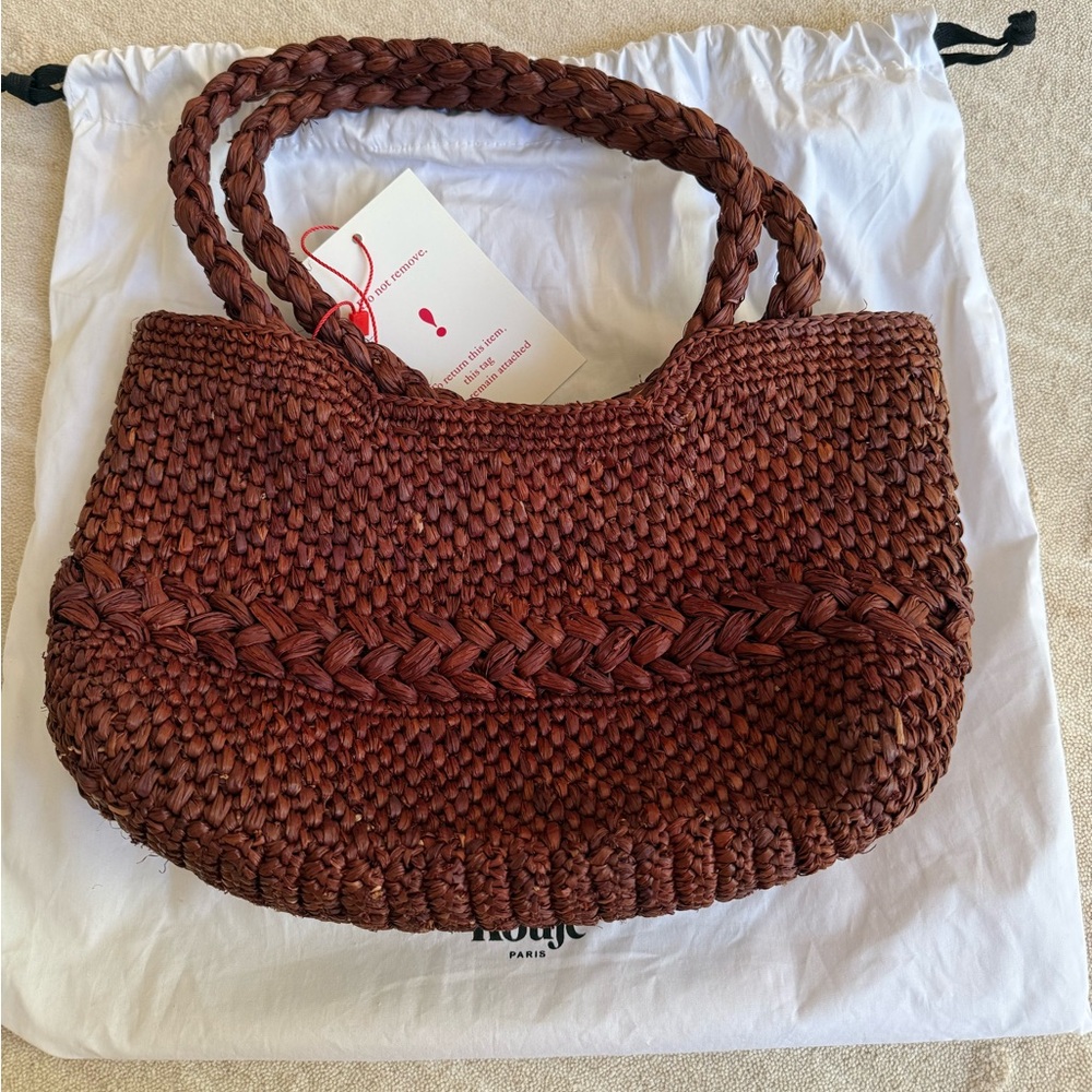 NWT Rouje Brown Basket Straw Bag